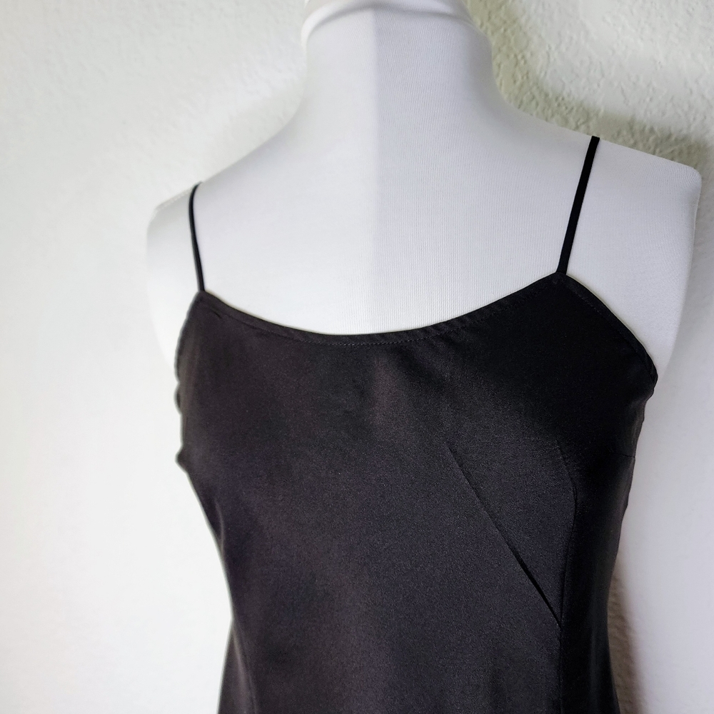 Rachel by Rachel Roy Black Silky Slip Dress w Adjustable Spaghetti Straps Sz S - Picture 2 of 9